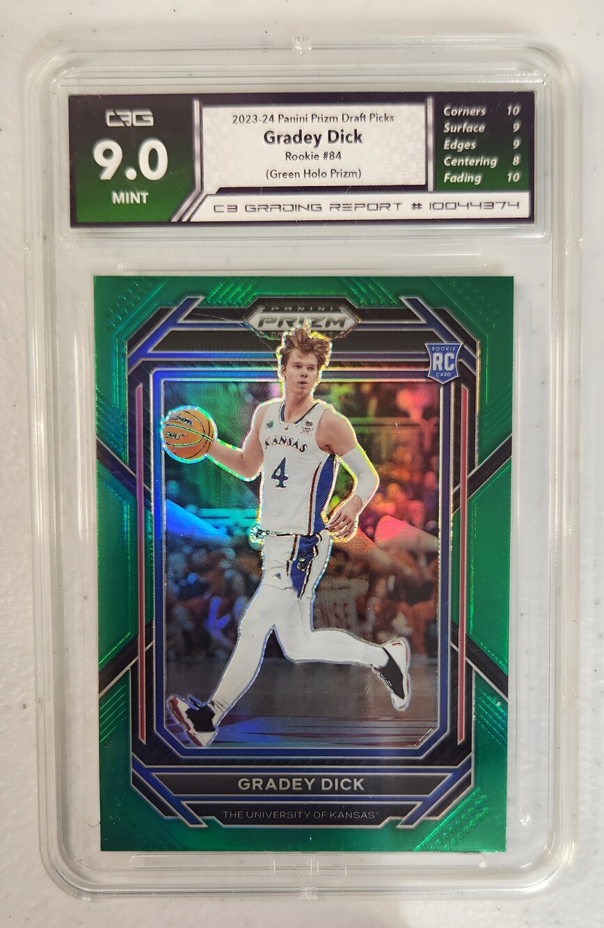 Panini Prizm Draft Picks Gradey Dick Rookie Card Green Holo Prizm C3G 9.0 #84